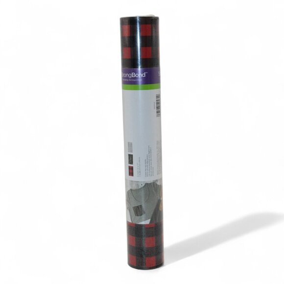 Cricut StrongBond Patterned Iron-On Vinyl Roll Red & Black Buffalo Plaid 12" X 1 - Picture 3 of 5